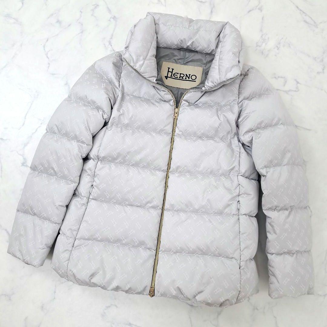 HERNO ヘルノ モノグラム 総柄 ロゴ 近年 ダウンジャケット 40