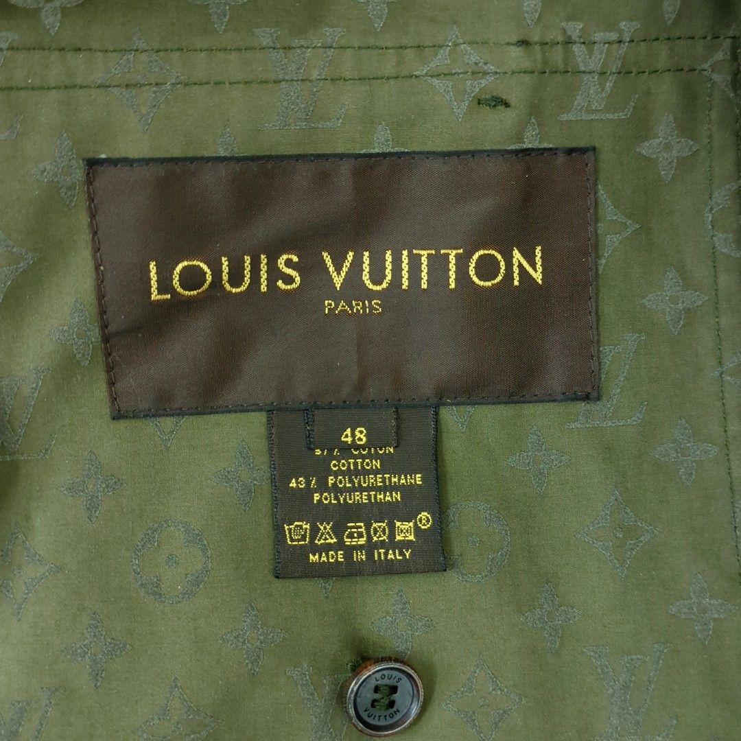 ルイヴィトン オイル フード付モノグラム柄 ミリタリージャケットカーキ 48