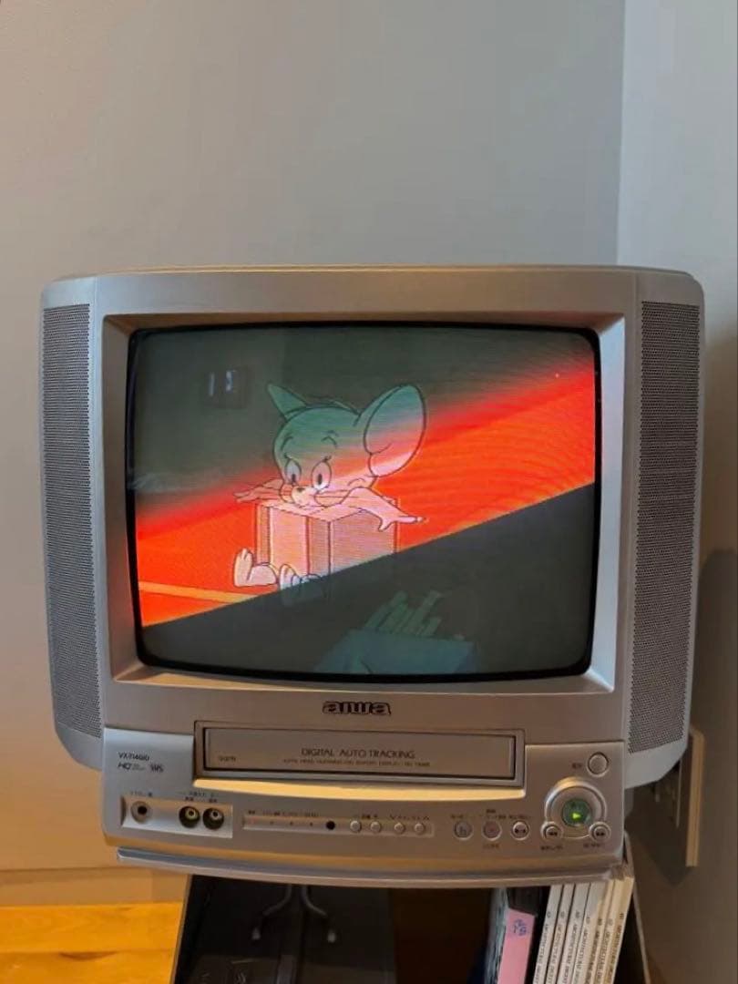 【レア】aiwa ブラウン管テレビ・テレビデオ本体とリモコンセット14インチ