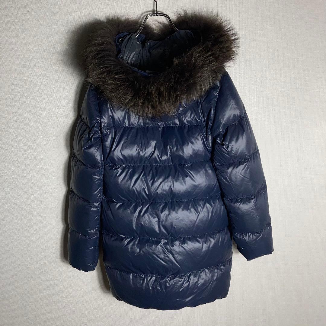 DUVETICA ファー付きダウンコート 紺 ネイビー 40.