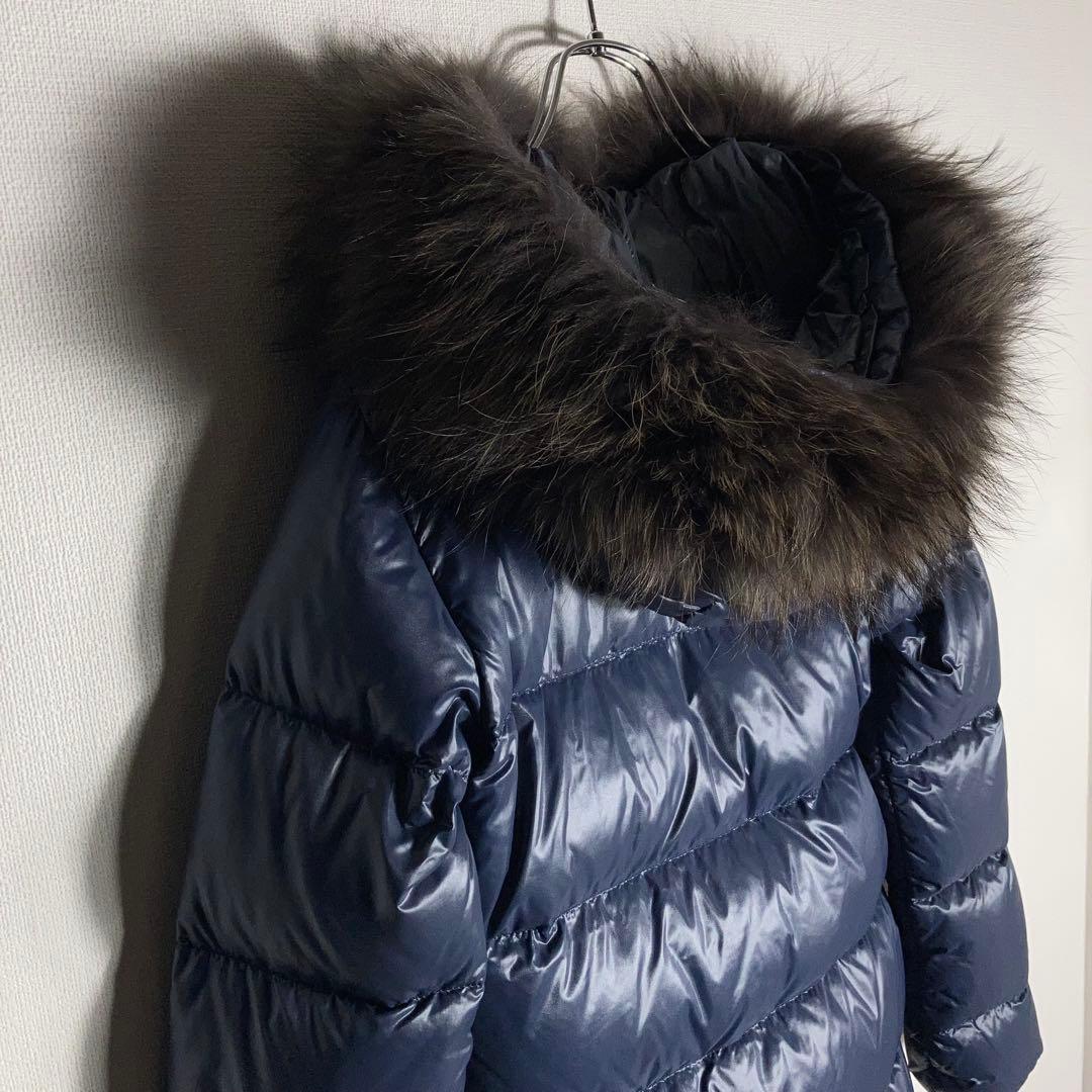 DUVETICA ファー付きダウンコート 紺 ネイビー 40.