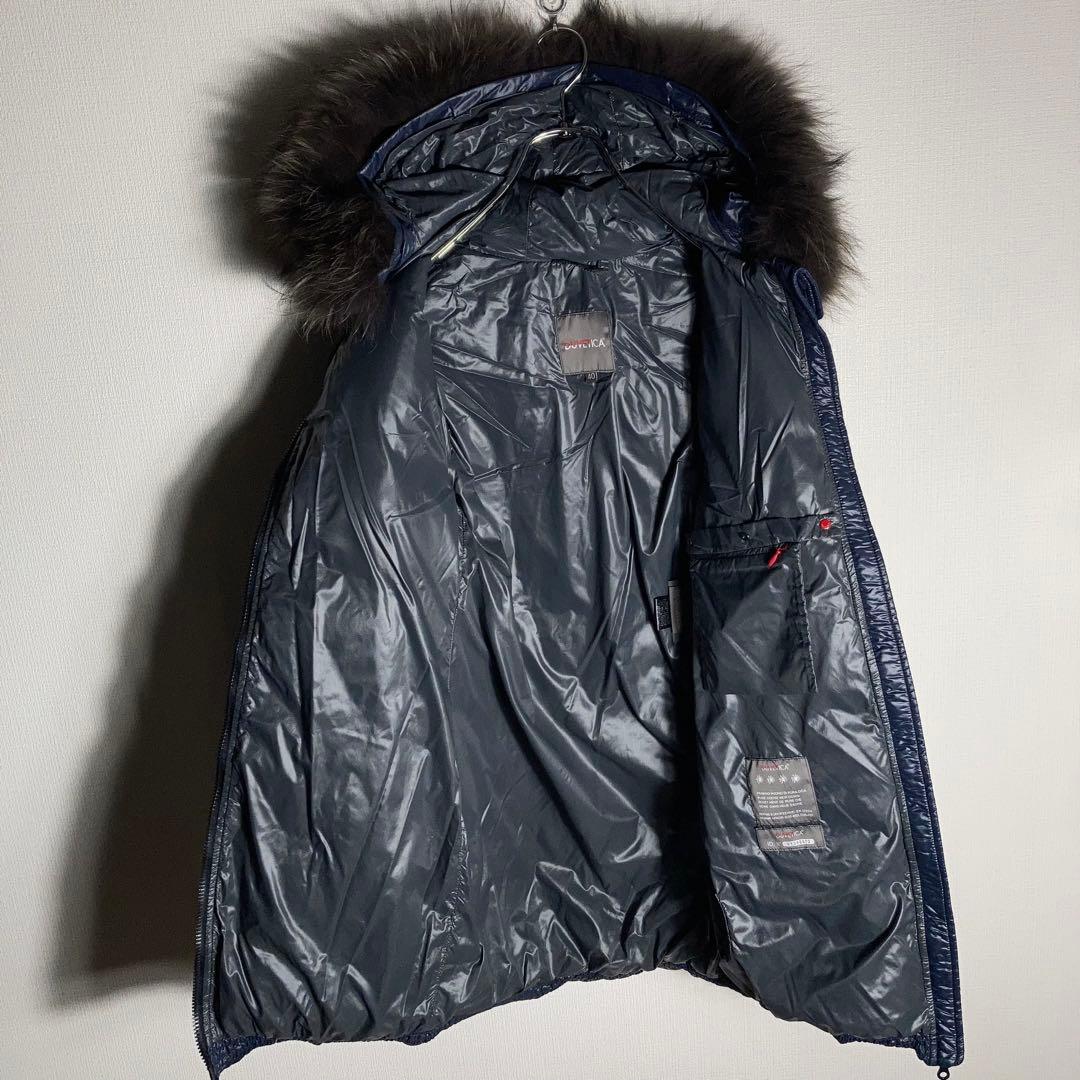 DUVETICA ファー付きダウンコート 紺 ネイビー 40.