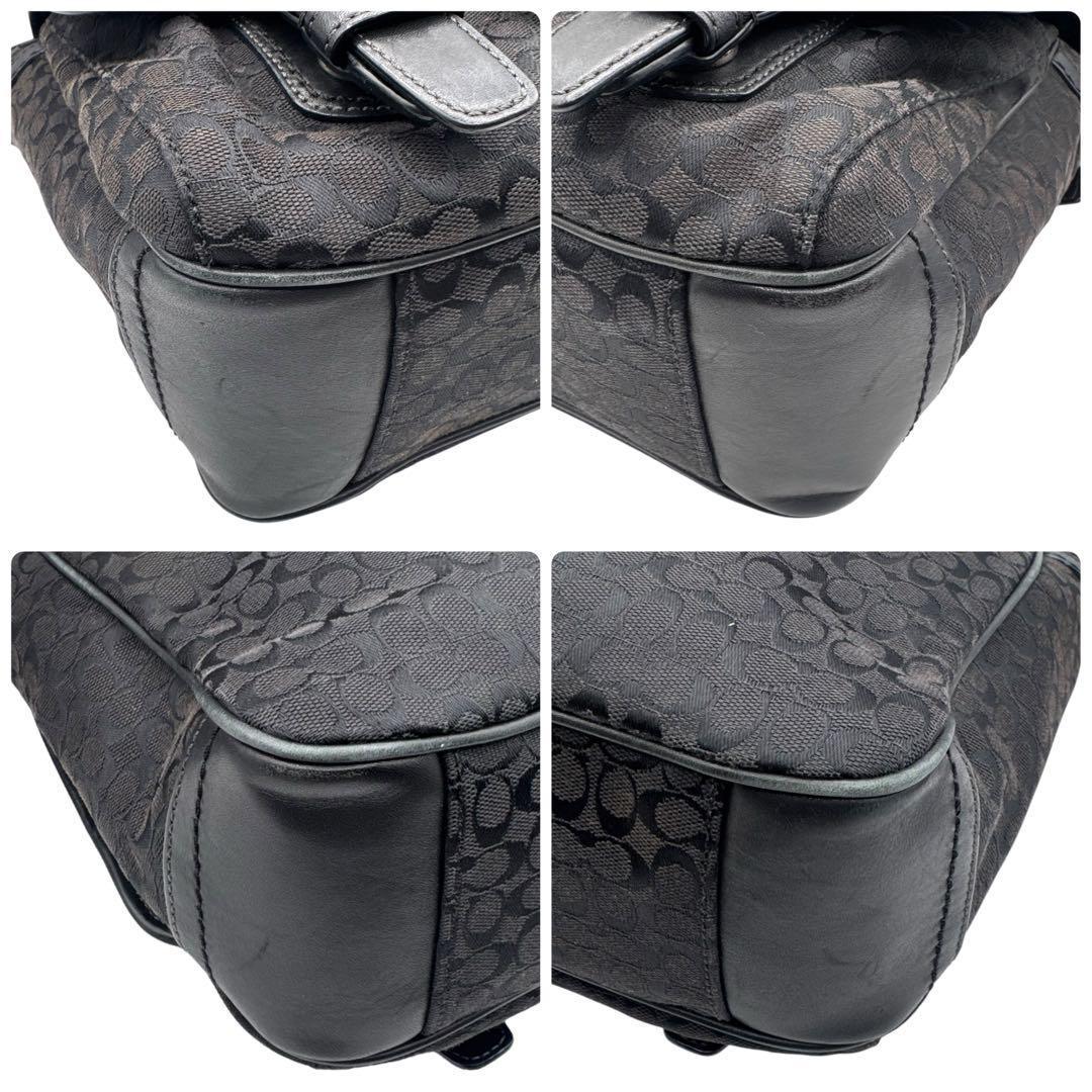 COACH コーチ メッセンジャーバッグ シグネチャー キャンバス 黒 斜めがけ