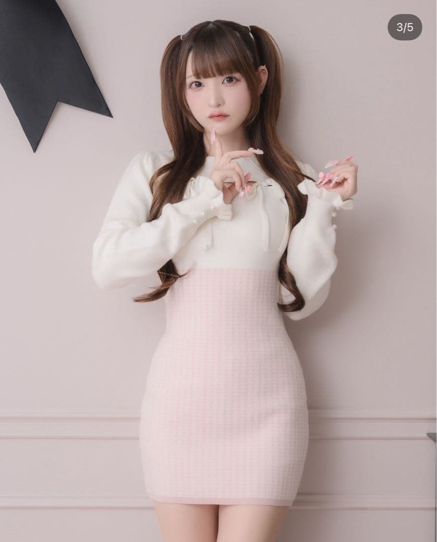 「DoK*様」piumカットアウト千鳥柄ニットワンピース