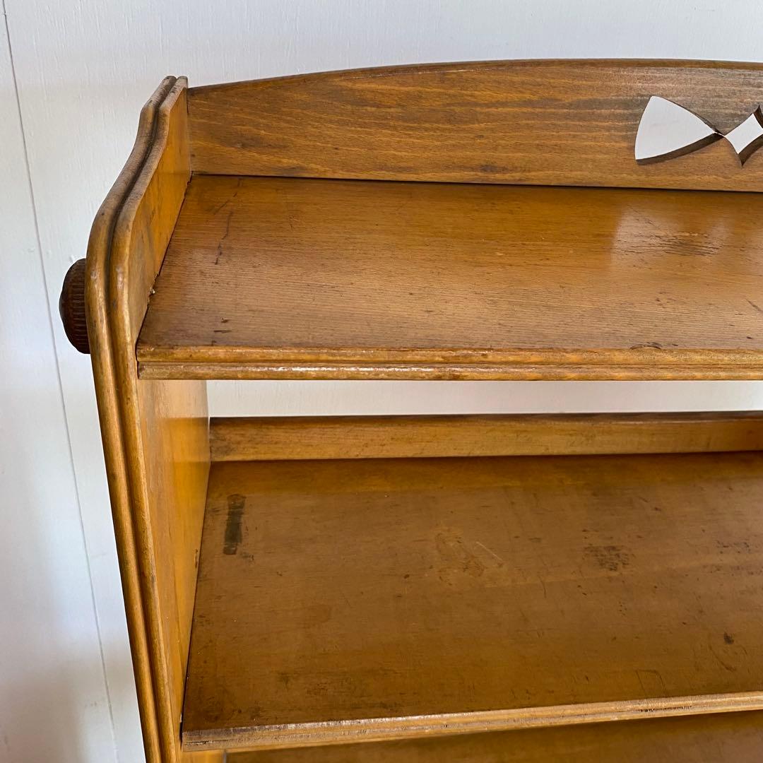 アンティーク オープンラック 本棚 木ネジ式 無垢材 透かし彫り z929