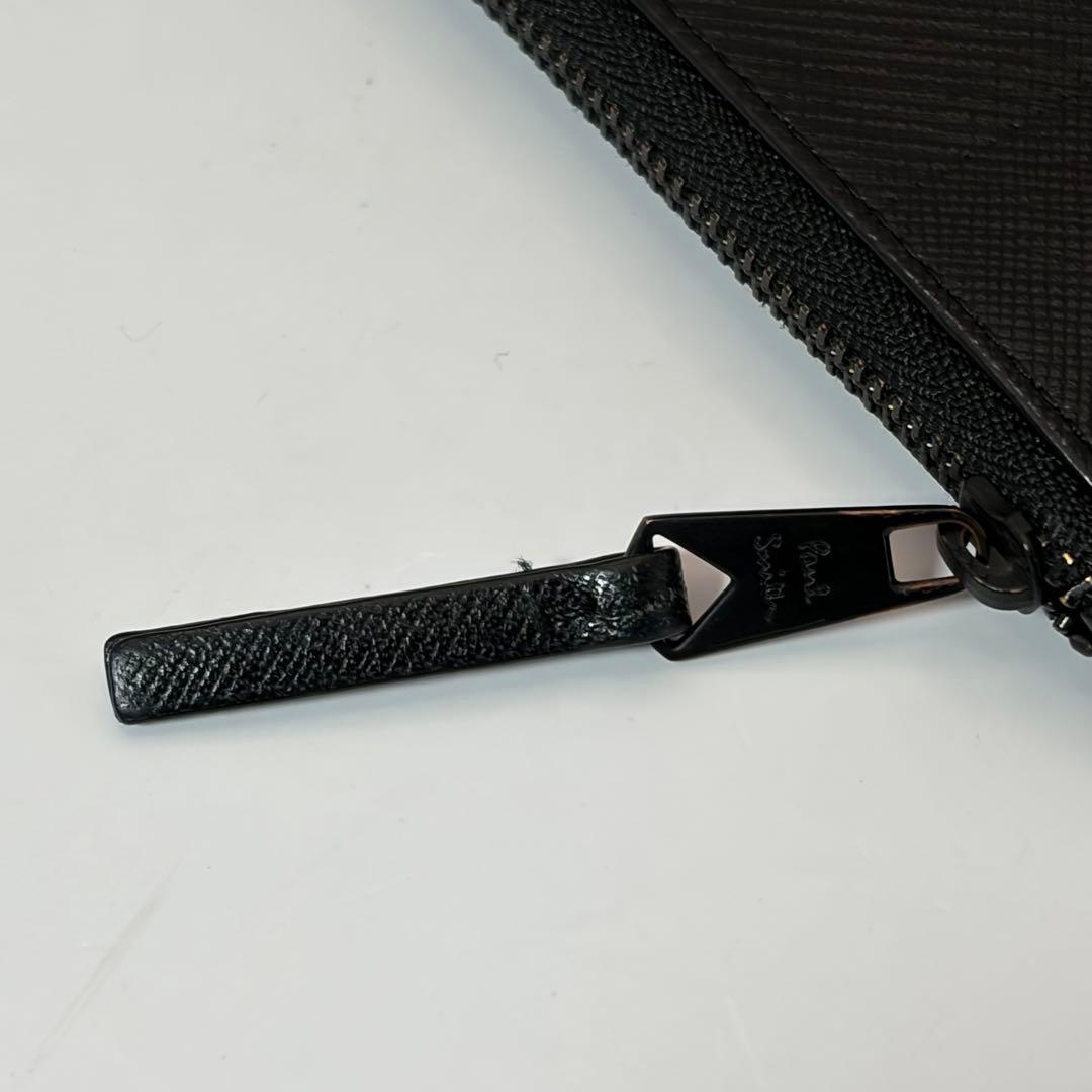 【美品】ポールスミス　L字ファスナー　長財布　チェッカーエンボス　黒