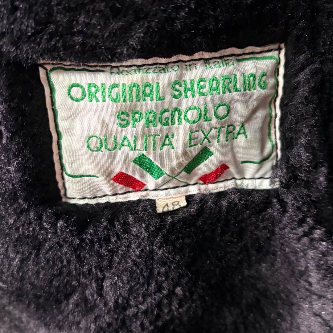 極上 イタリア製 リアル ムートン コート 黒 本革 shearling