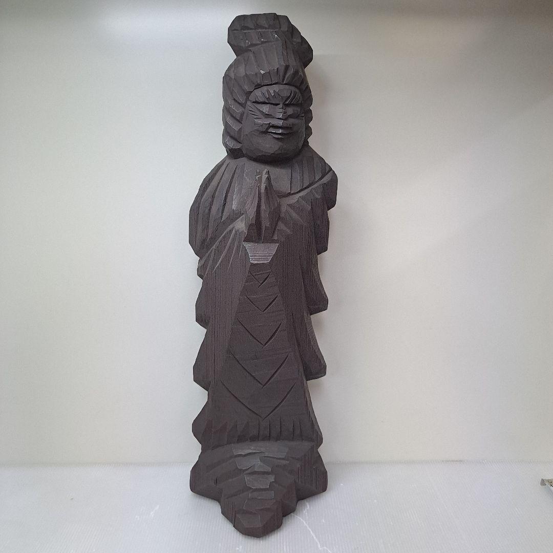 木彫 円空仏 高49.6cm 仏教美術 置物 仏像一刀彫 作家物