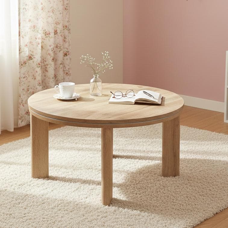 フォロー割【新品訳あり】リバーシブル　折りたたみコタツ　円形　コンパクト