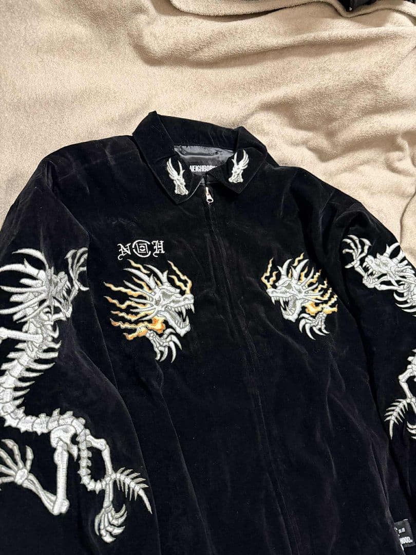 黒ドラゴン縫取 未使用 別珍 龍 スカジャン unisex 美品 vintage