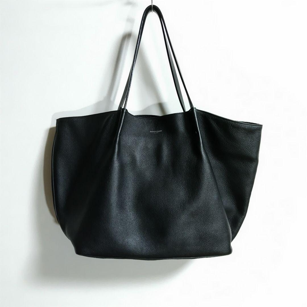 【美品】シュリンクレザー トートバッグ ブラック