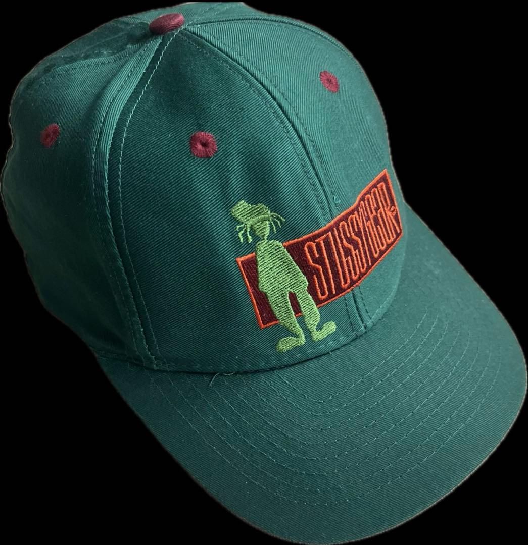 “アラドーナさま専用” stussy 刺繍ロゴ 6パネルキャップ 90s 緑