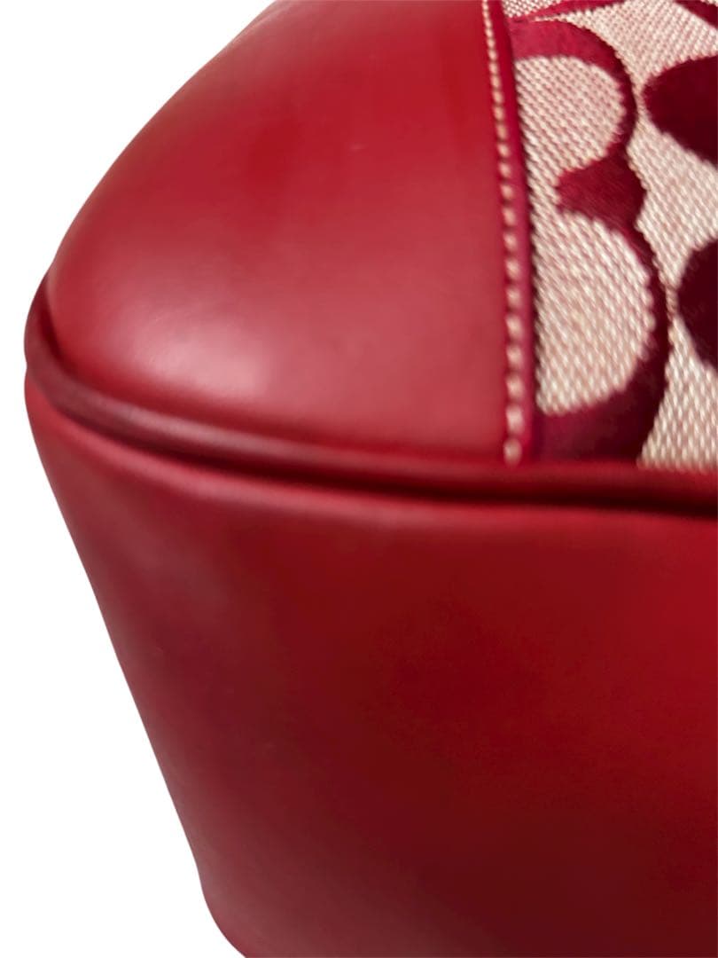 ✨良品✨ コーチ トートバッグ シグネチャー 型押し レッド 赤色 商品6093