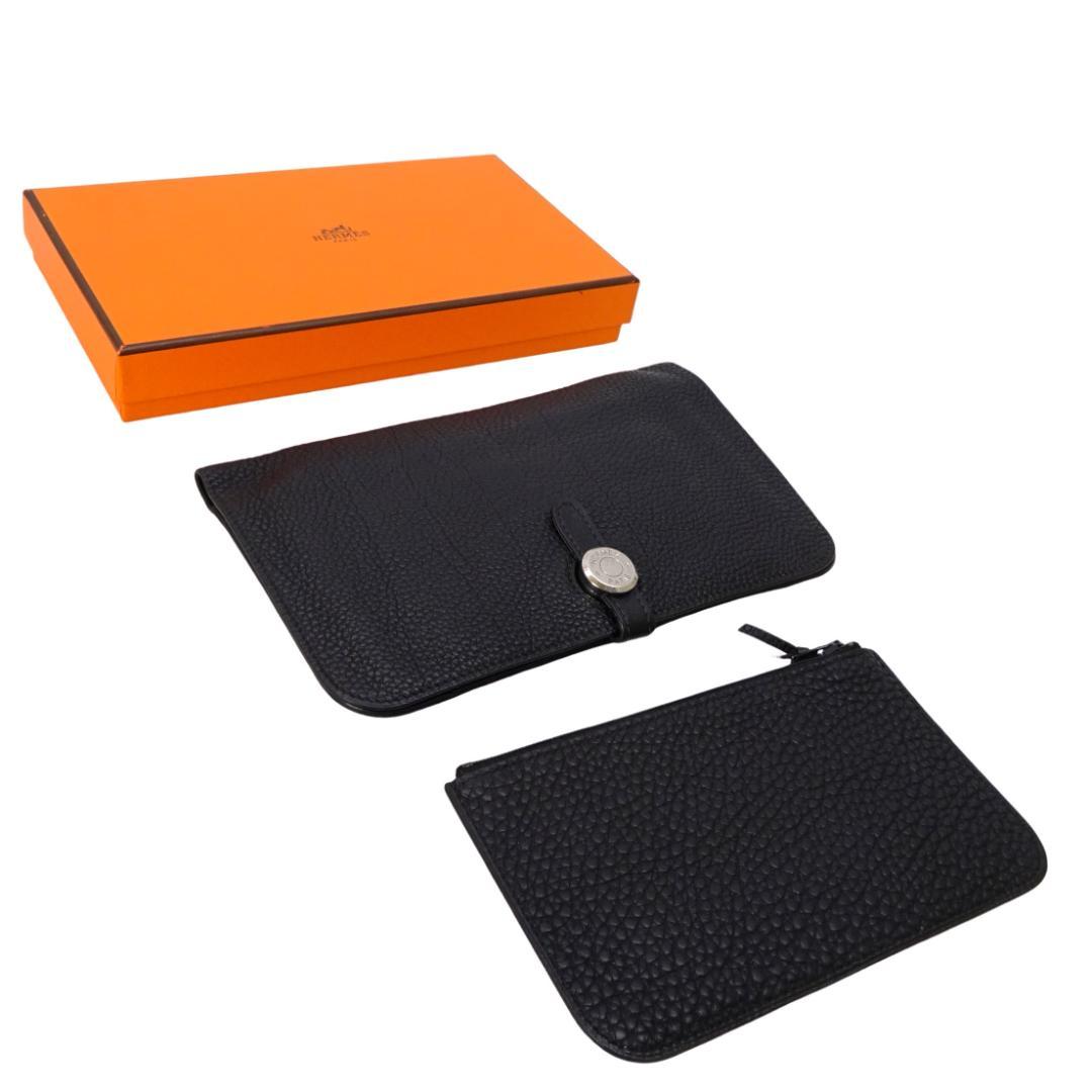 本物 超美品 ■エルメス■ドゴン GM ドゴン デュオ トゴ ブラック 長財布