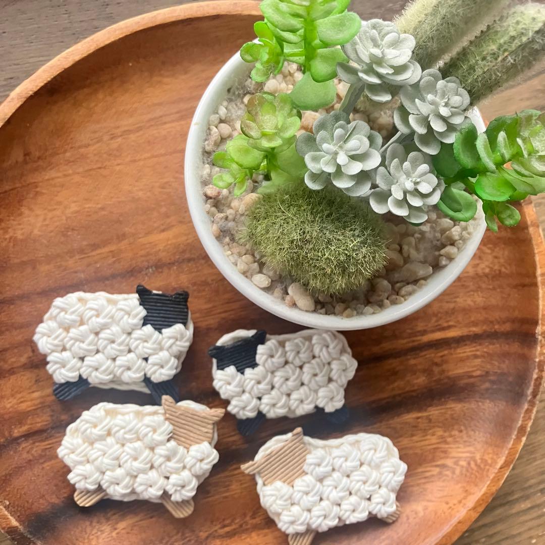 シンプル＊オーバルバスケット＊花結び　白　クラフトバンド