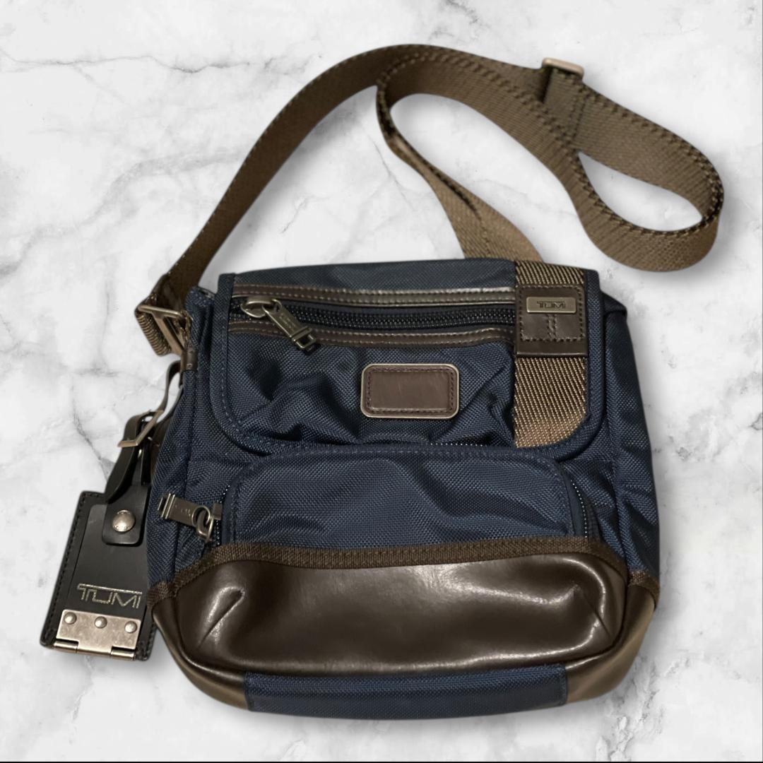TUMI ショルダーバッグ ネイビー×ブラウン 斜め掛け 正規品