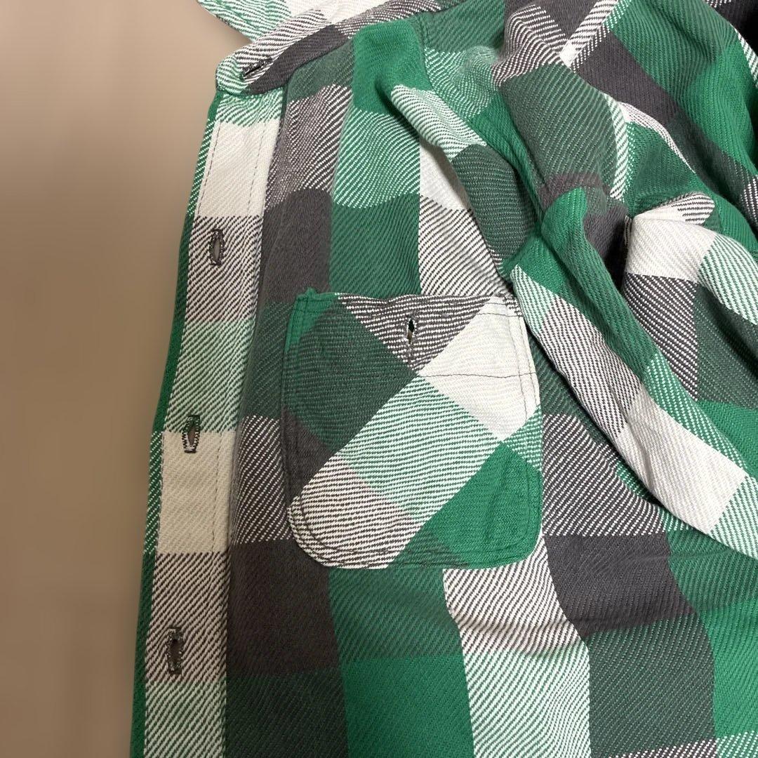 A*D様 70s ELY チェック ネルシャツ L グリーン ブラック ビンテー