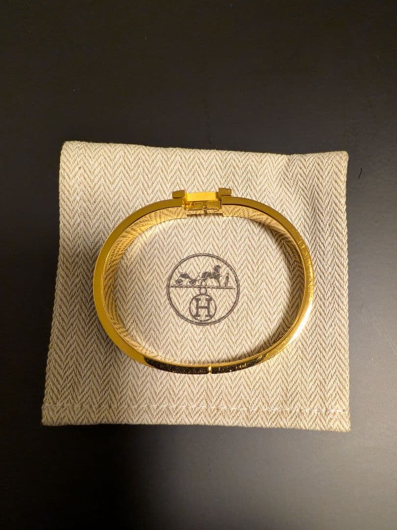 HERMES エナメルブレスレット クリックHH ゴールド T5