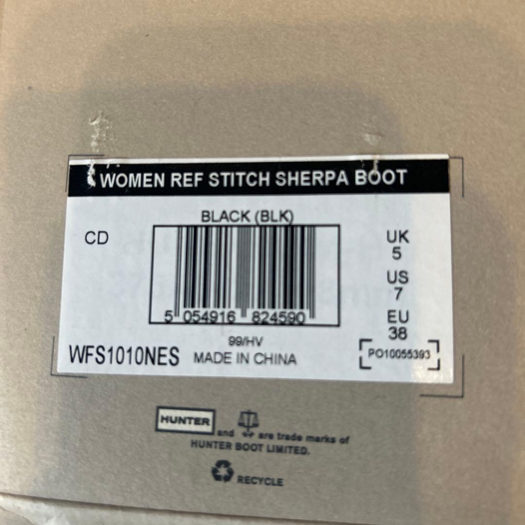 HUNTER ブラックラバーブーツ ファー付き