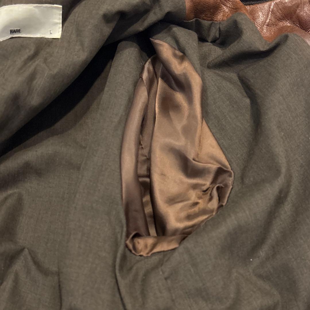 【メンズL】HARE ハレ　レザージャケット　ライダース　バンドカラー　ラム