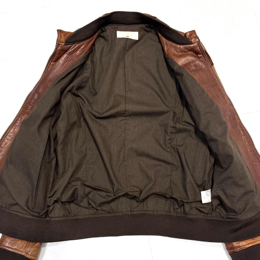 【メンズL】HARE ハレ　レザージャケット　ライダース　バンドカラー　ラム