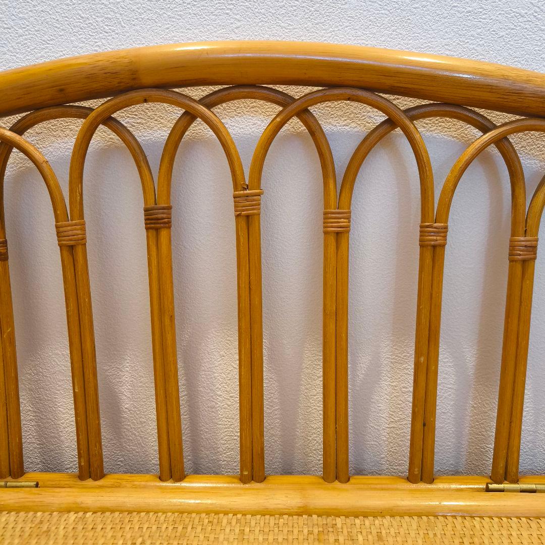 【2個セット】古家具 ビンテージ 籐 オールドラタン 収納型 ボックスベンチ