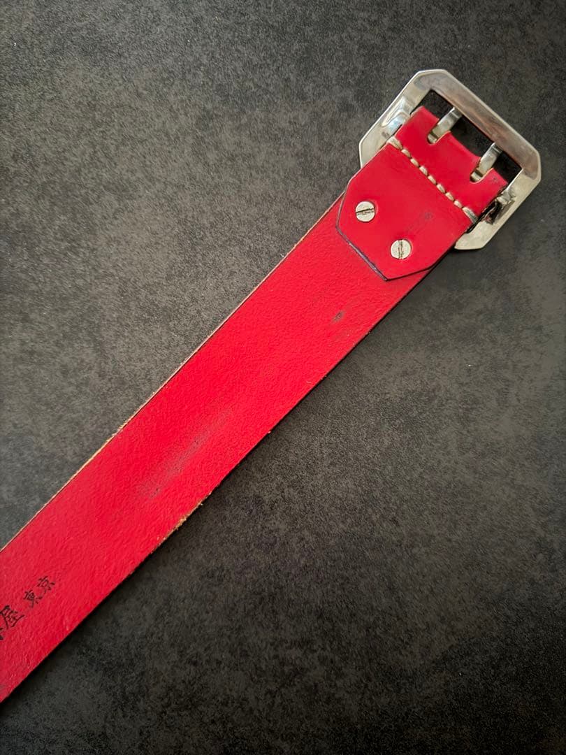 エヴィス ど根性ベルト レザーベルト 赤 レッド EVISU