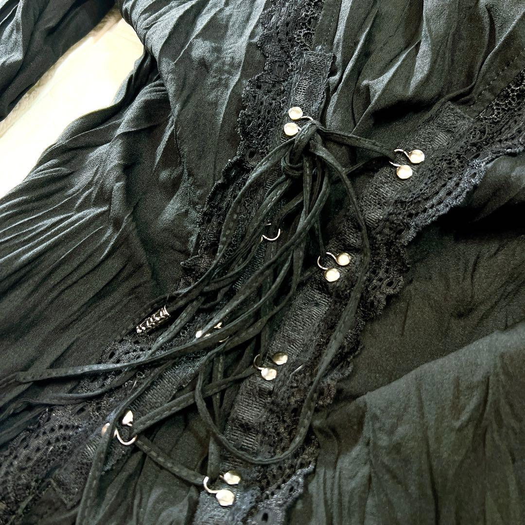 オッズアンジェロ Ozzon フリル レース プリーツ ロングカーディガン