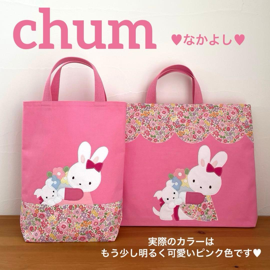 ハンドメイドレッスンバッグ・トートバッグ縦長マチ幅大（8㎝） ♥︎なかよし♥︎２点