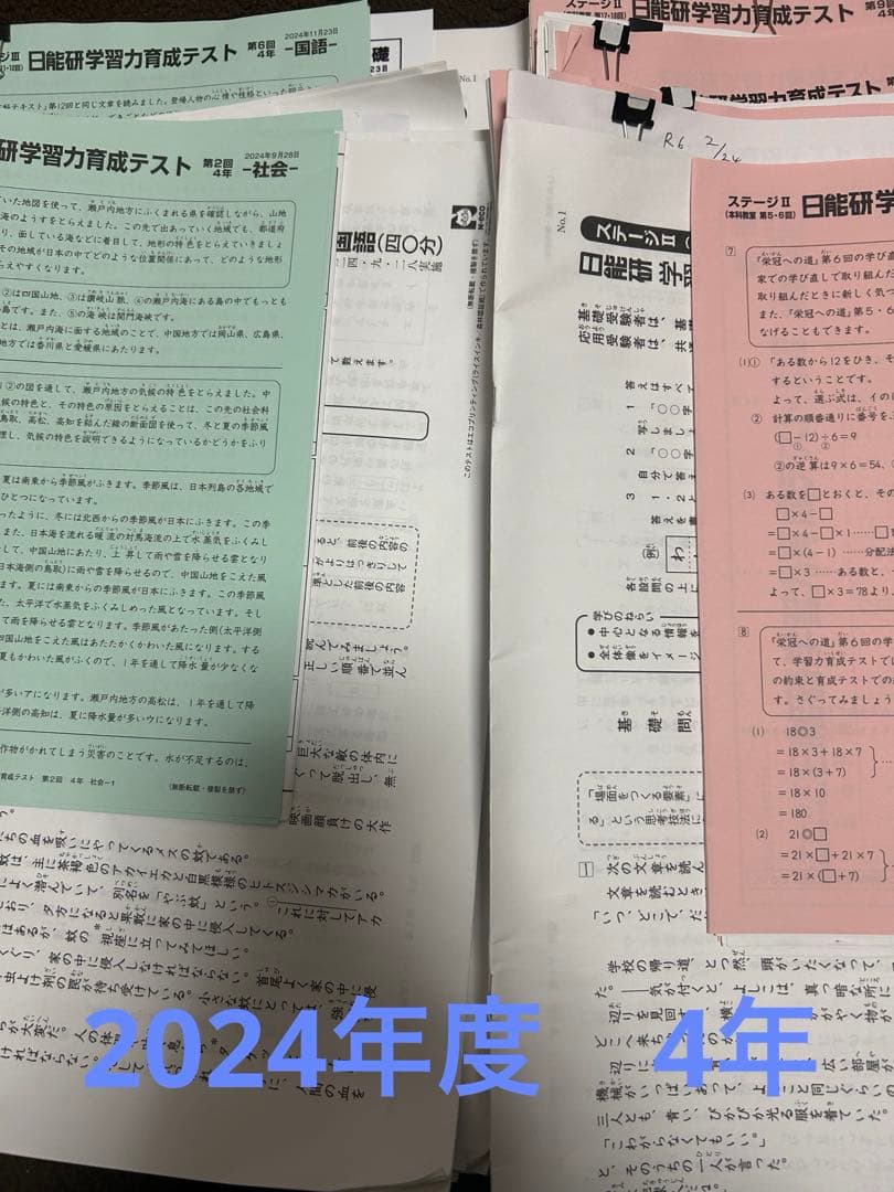 2024年度4年　日能研　学習力育成テストほか 1年分