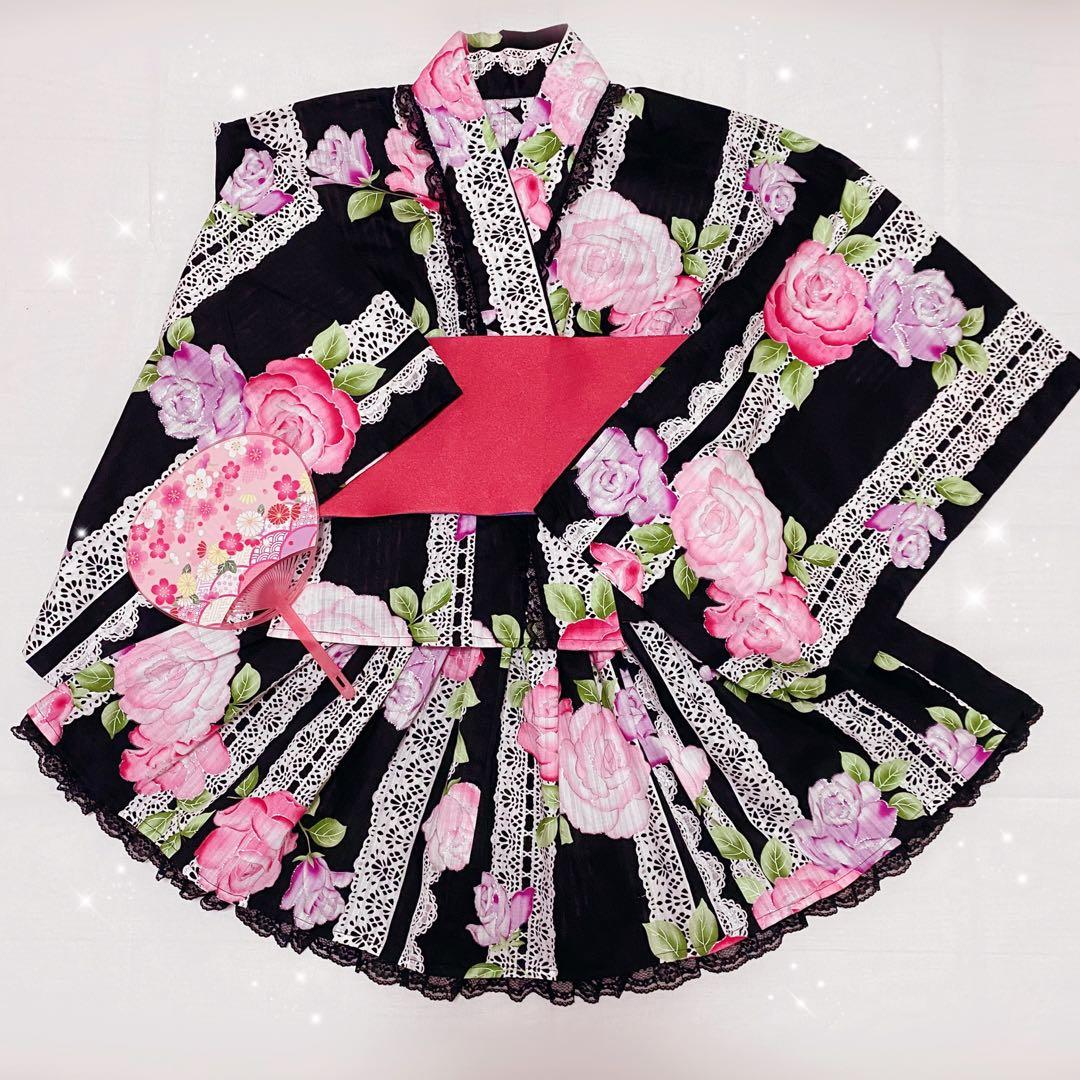 ♡地雷ギャル薔薇柄ドレス浴衣♡
