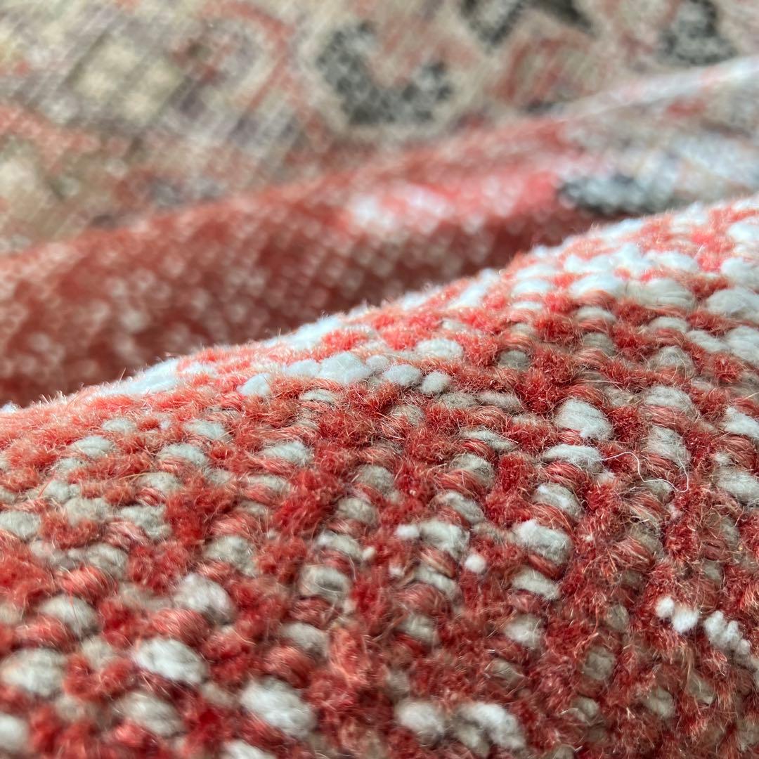 シャビーレッドコーラル116×174ブラック　メダリオン　トルコヴィンテージラグ