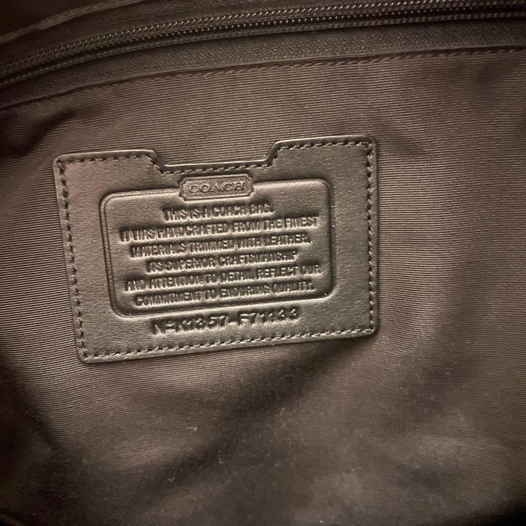 Coach トートバッグ ブラック/レッド ストライプ