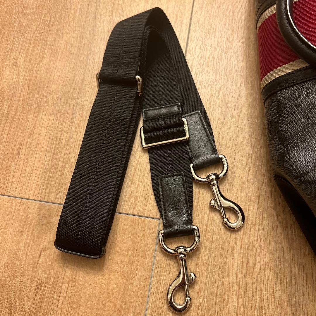 Coach トートバッグ ブラック/レッド ストライプ