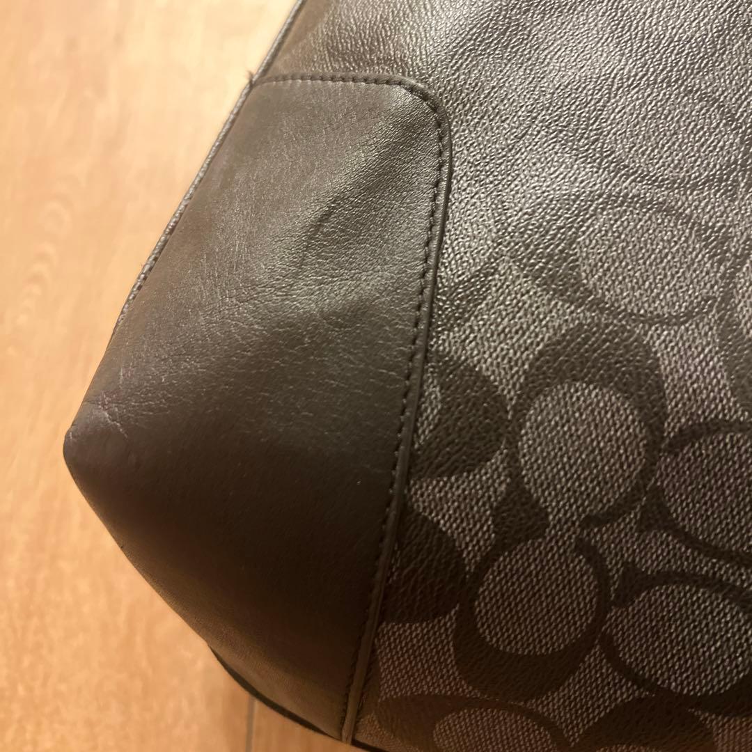 Coach トートバッグ ブラック/レッド ストライプ