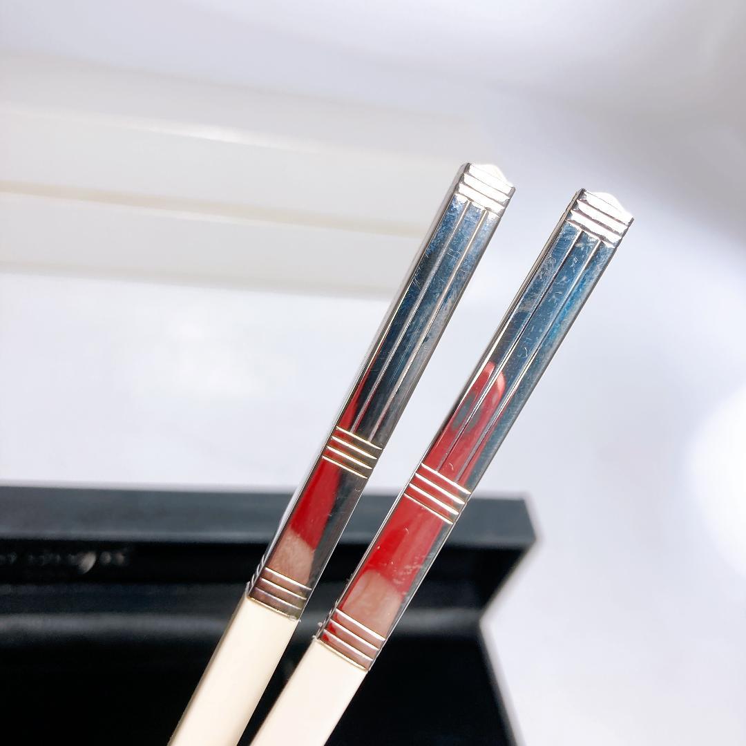 Christofle クリストフル 箸 専用ケース付き 2点 ホワイト シルバー