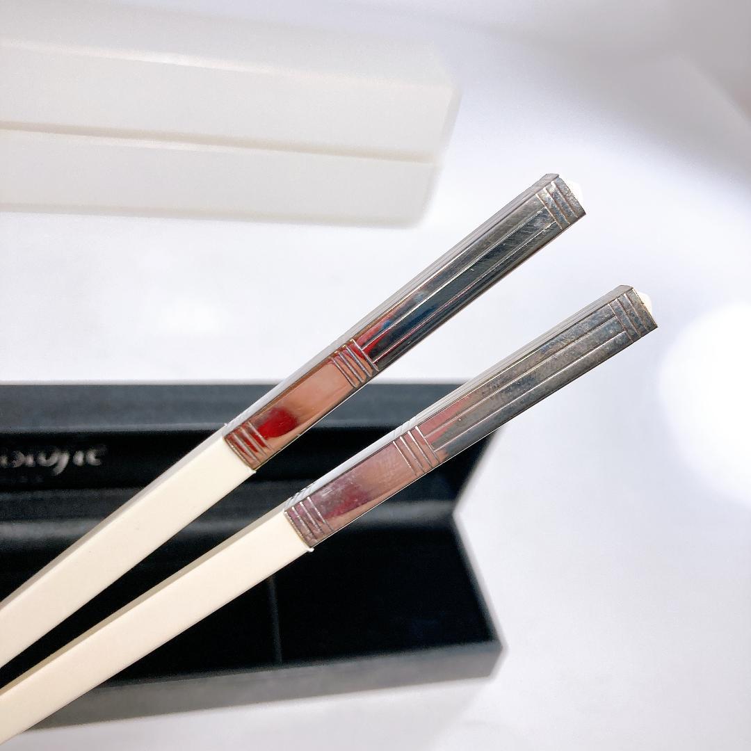 Christofle クリストフル 箸 専用ケース付き 2点 ホワイト シルバー