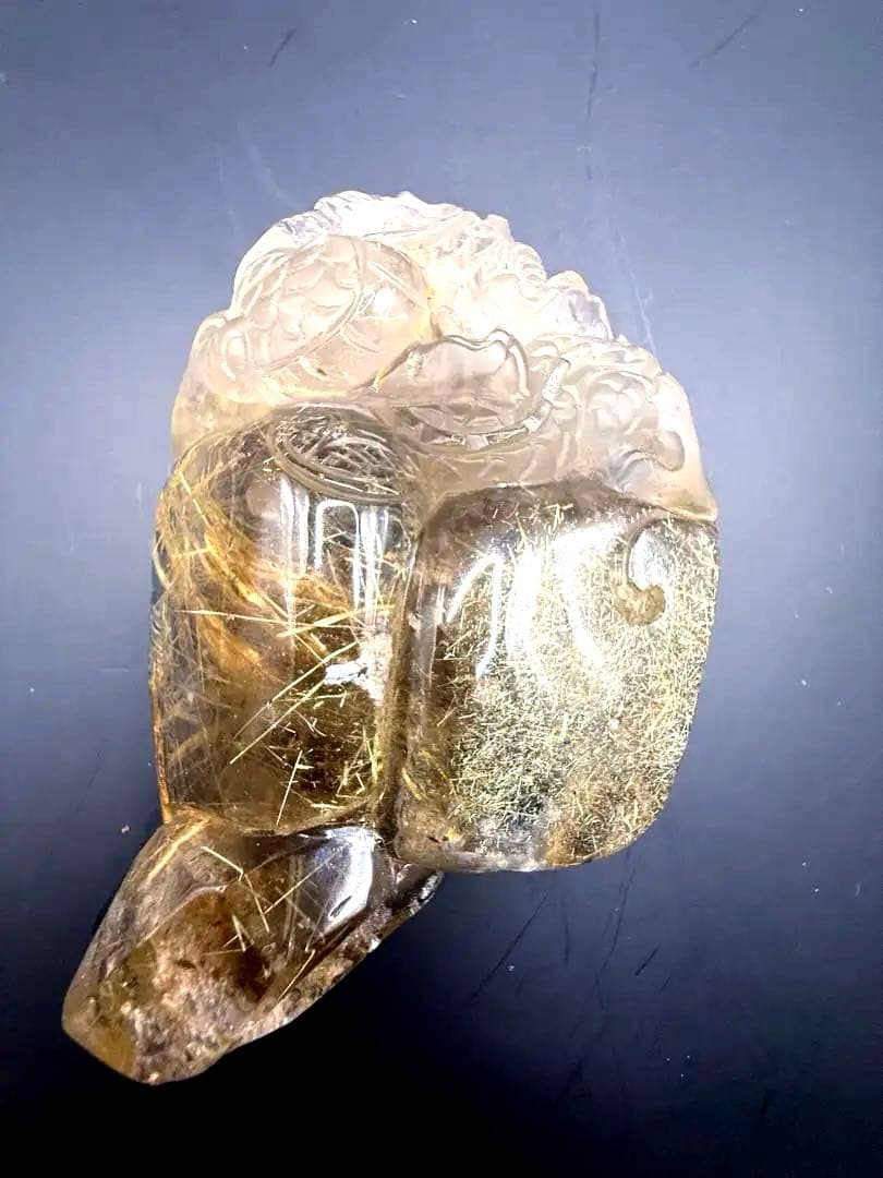 タイチンルチルクォーツ神龍の天然石彫り物