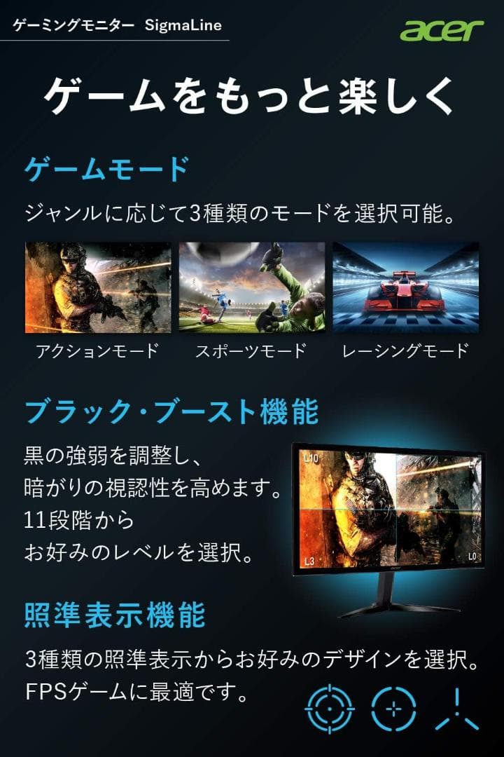 ☆彡【綺麗美品】Acer KG251Q ゲーミング モニター ワイドフルHD