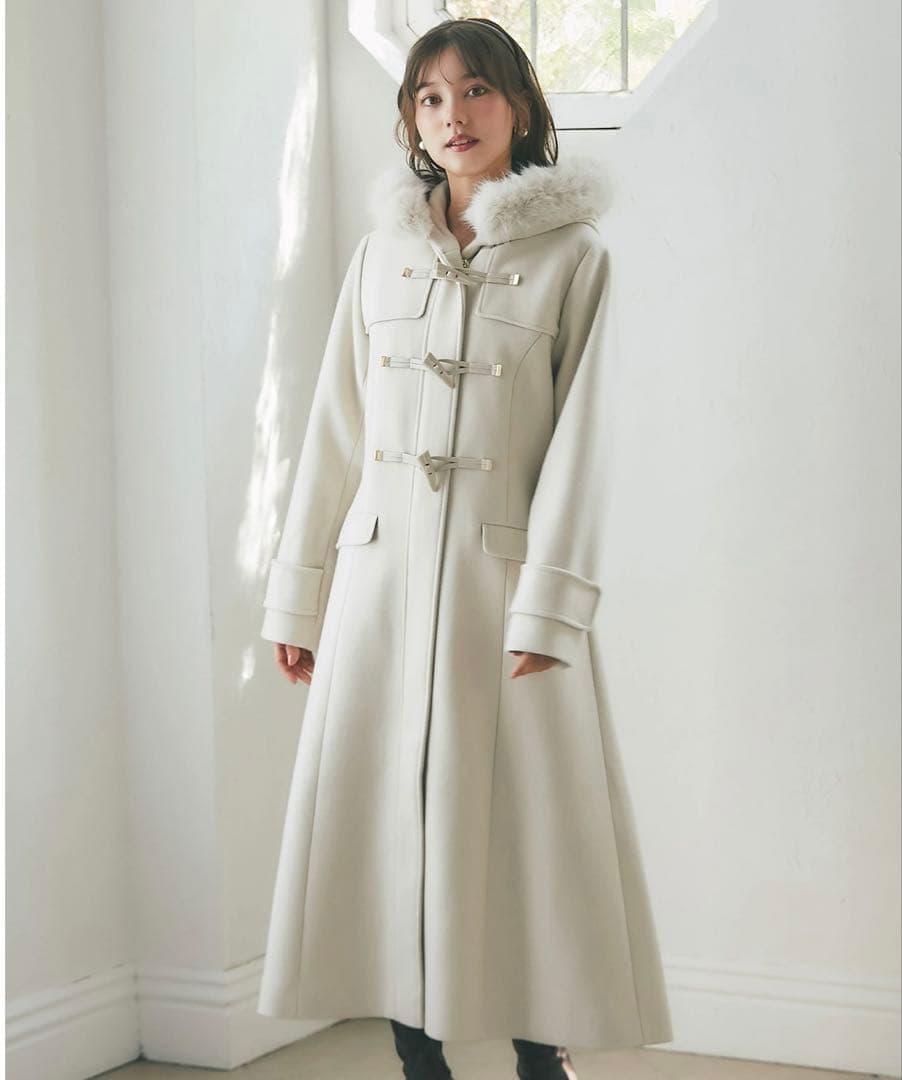 tocco トッコクローゼット　取り外し可能なファー付きダッフルコート　ベージュ