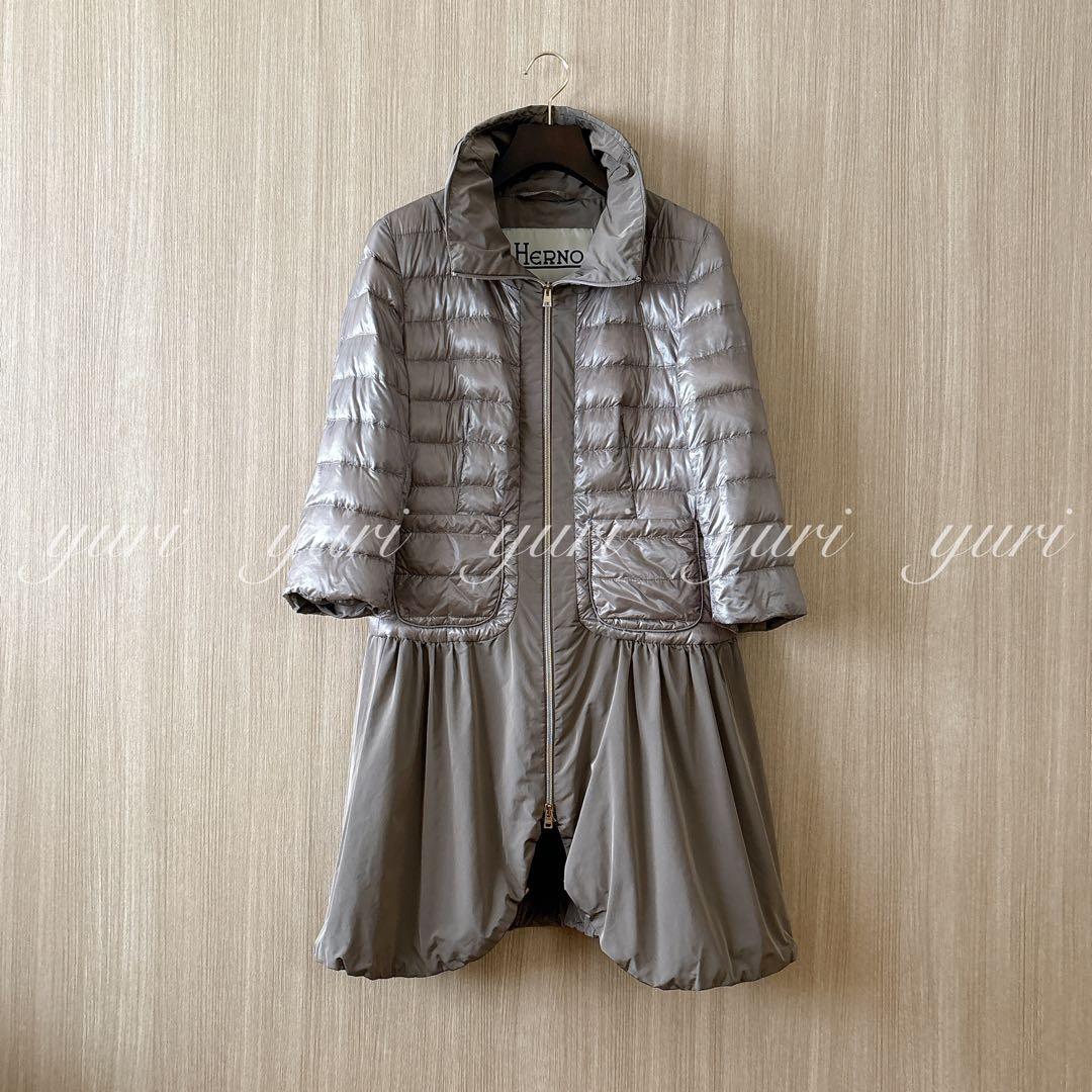 【1316】ヘルノ　切り替えライトダウンジャケット　コート　ベージュ　44