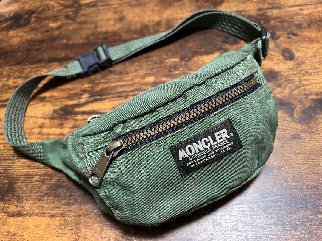 【MONCLER】80s ウエストポーチ アシックス期 カーキ 正規品