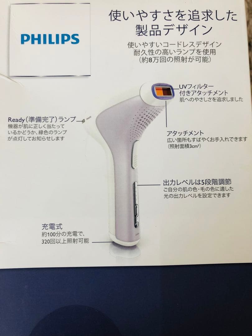 PHILIPS 脱毛器 SC2001 ホワイト/パープル　フィリップス　充電式