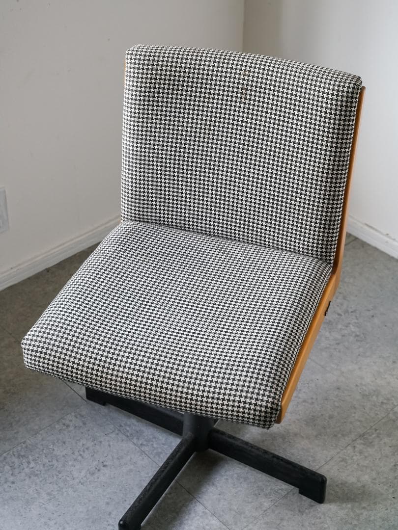 60-70's \"浜本工芸\" デスクチェア 千鳥格子 ミッドセンチュリー
