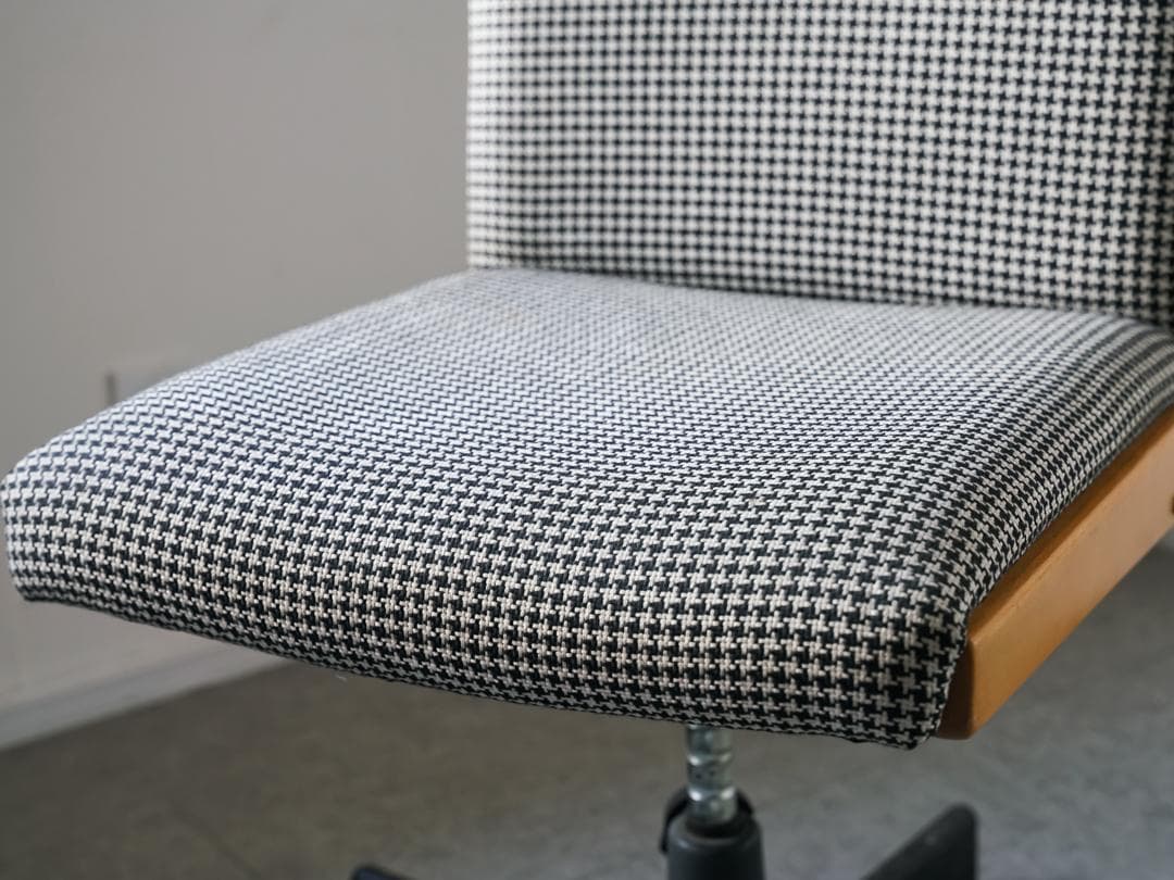 60-70's \"浜本工芸\" デスクチェア 千鳥格子 ミッドセンチュリー