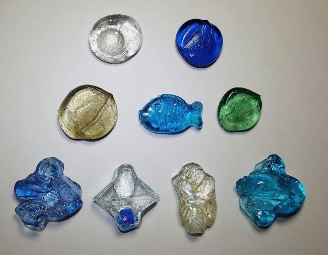 型押しおはじき 魚他