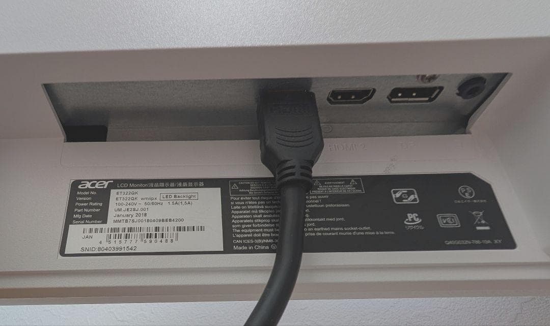 エイサー　acer ET322QK モニター 31.5インチ 4K　現状渡し
