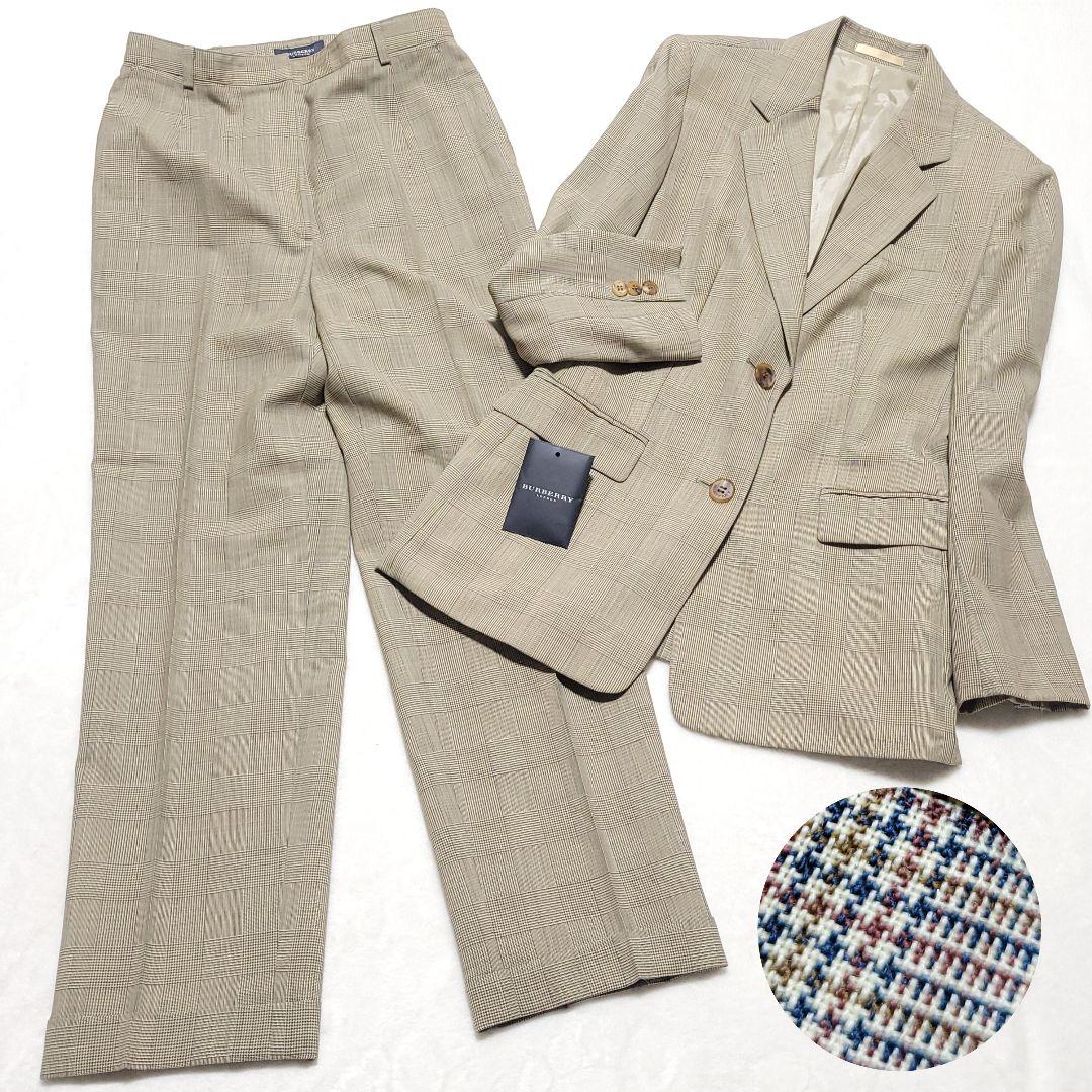 【美品】バーバリー　パンツ スーツセットアップ シングル 2B グレンチェック