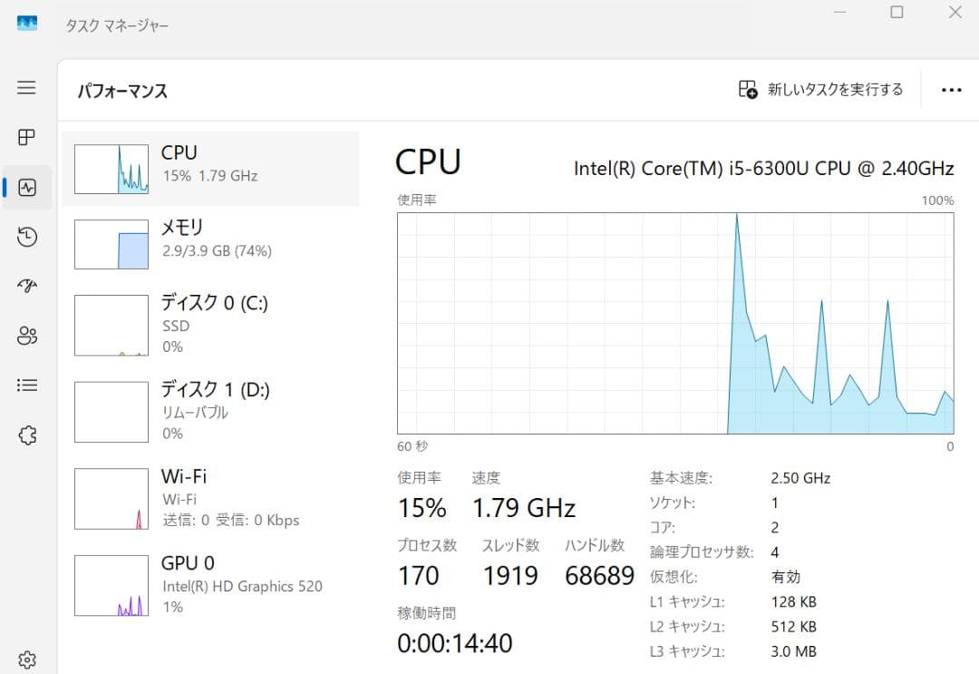 モバイルノート Panasonic Let's note CF-SZ5 SSD
