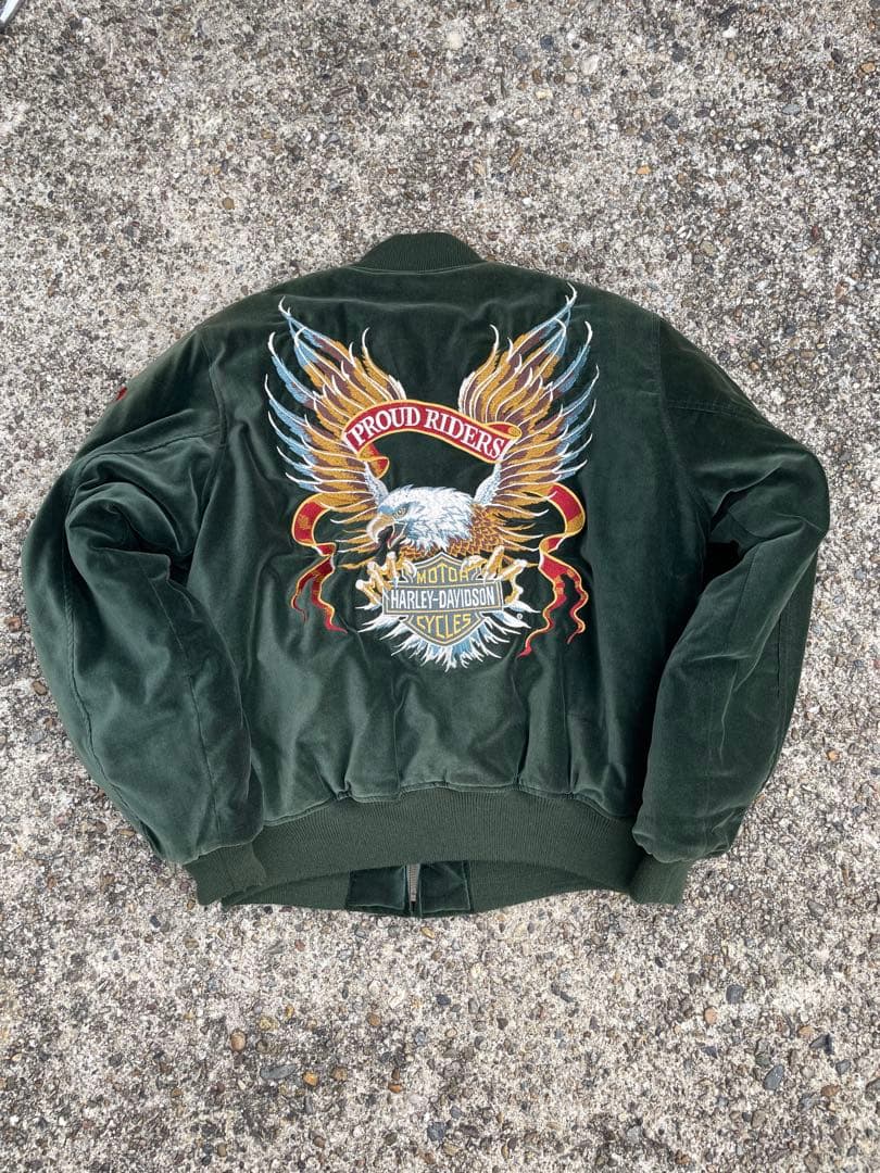 Harley-Davidson グリーン スカジャン　ベルベット　M ハーレー